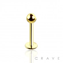 GOLD PVD PLATED OVER 316L SURGICAL STEEL LABRET/MONROE WITH BALL